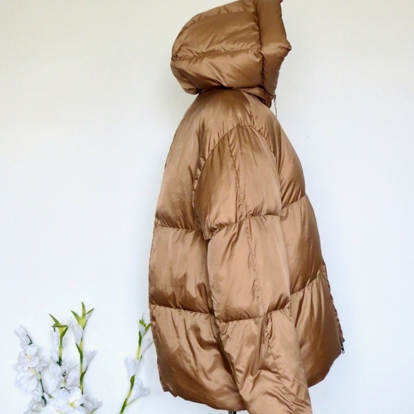 NEW! VINCE Hooded Puffer Jacket Mocha Women SZ Large - Picture 11 of 15